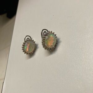 Dazzling Sterling Silver Opal Earrings